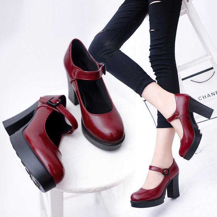 

shoes catwalk show high heels thick with model work shoes black big yards for women's lighter single woman1, See chart