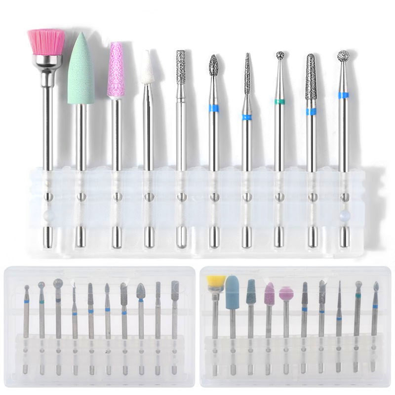 

10 Pcs Diamond Milling Cutters For Manicure Carbide Nail Drill Bits Kits Equipment Tools