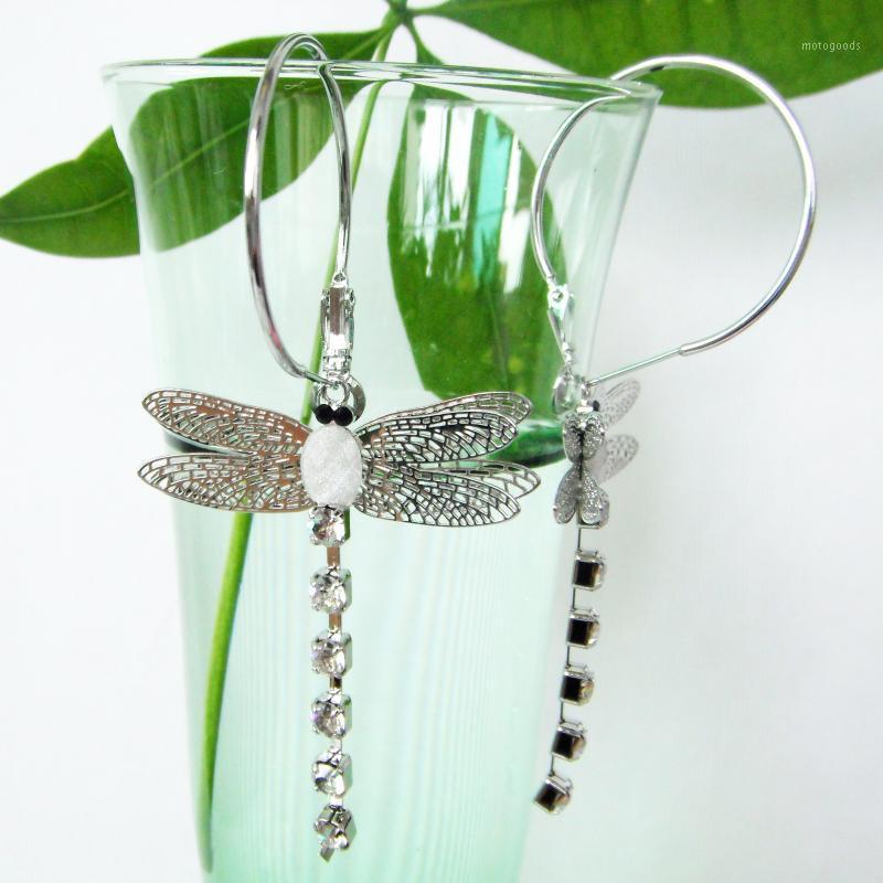 

Navachi Dragonfly Zircon Crystal Ear Hoop Earrings Free Shipping SMT11061