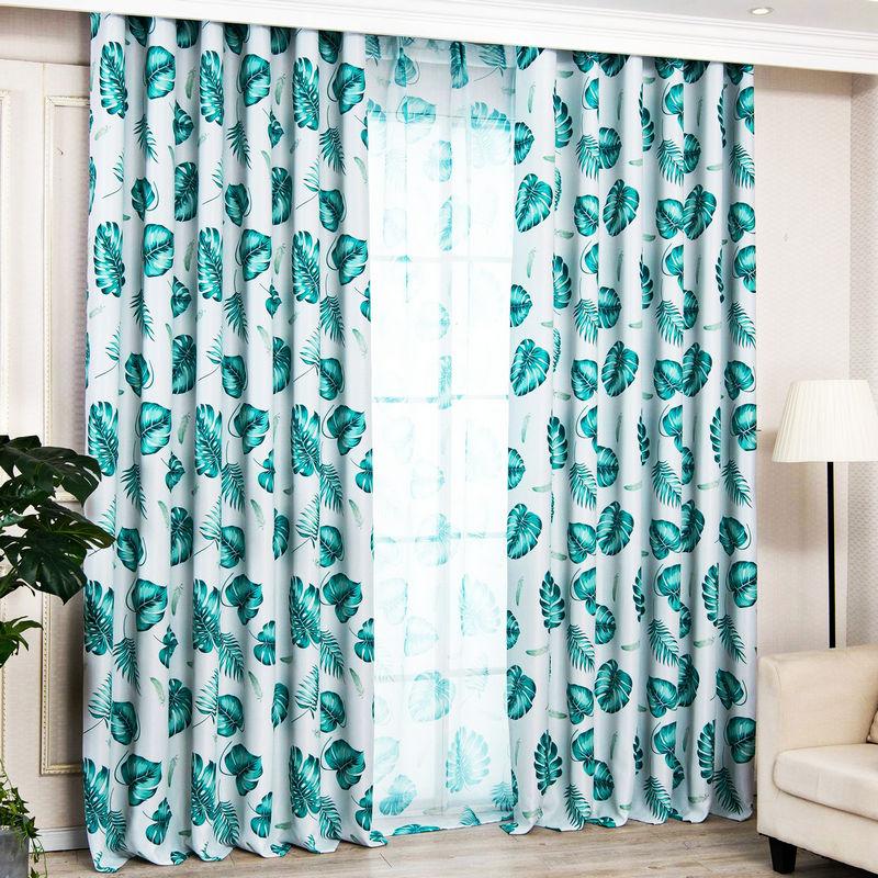 

2020 Blackout Curtains for Living Room Beddig Room Floral Leaves Pattern Biege Red Window Treatment Cortinas Para Sala de estar, Tulle 2