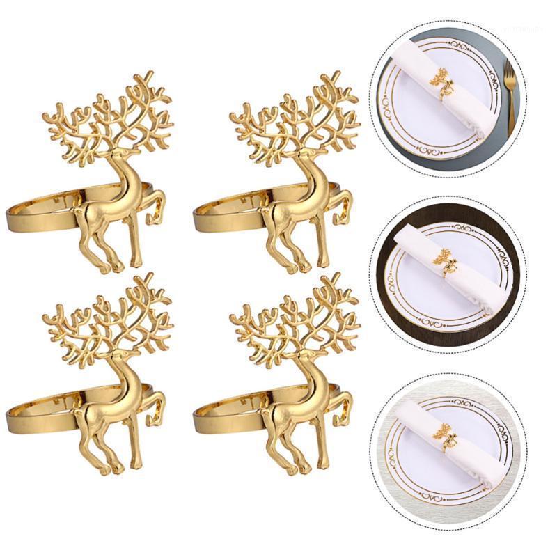

4pcs Christmas Deer Shape Napkin Rings Buckles Napkin Holders for Party Decor1