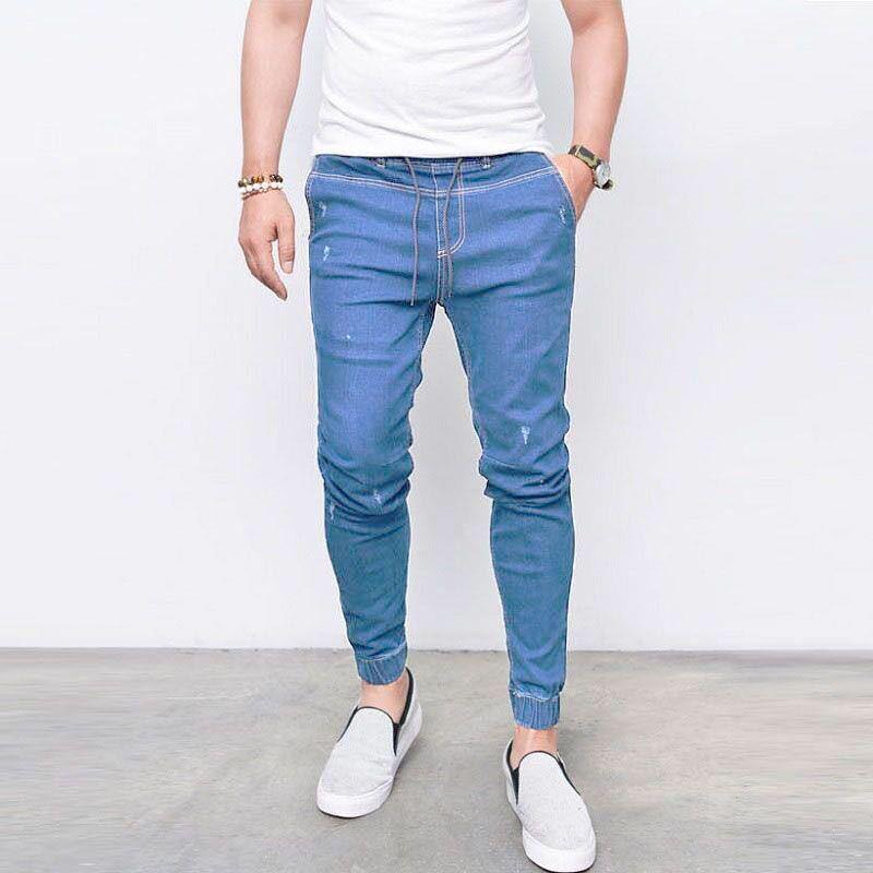 

Men' Jeans Black Pure Blue Stretch Tight Fashion Small Leg Pants