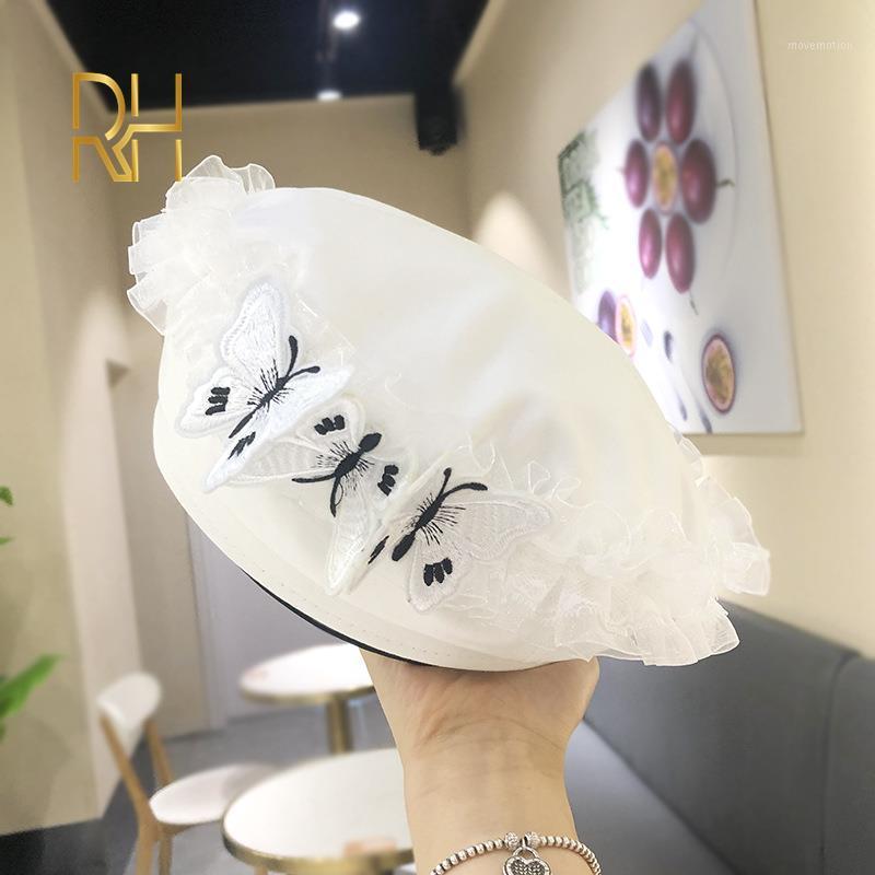 

Hot Trend French Beret For Women New Luxe Soft Beret Adjustable Flat Butterfly Painter Hat Beanies Cap Boina RH1, White