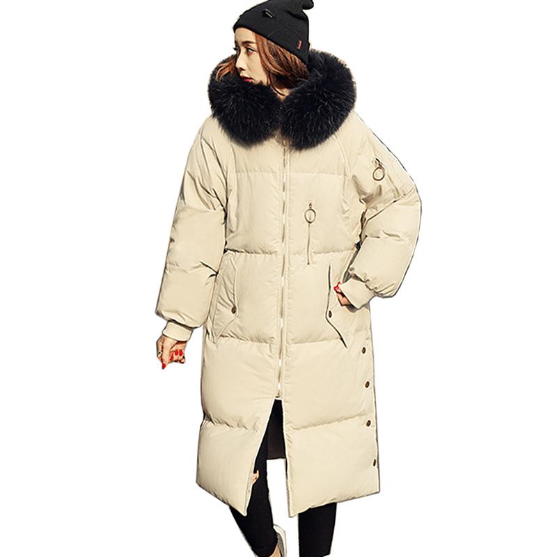 

Winter Warm Coat Women Ultra Light 81% White Duck Down Jacket Women' Hooded Parka Female Jackets New Ladies Long Warm Outwear, Beige