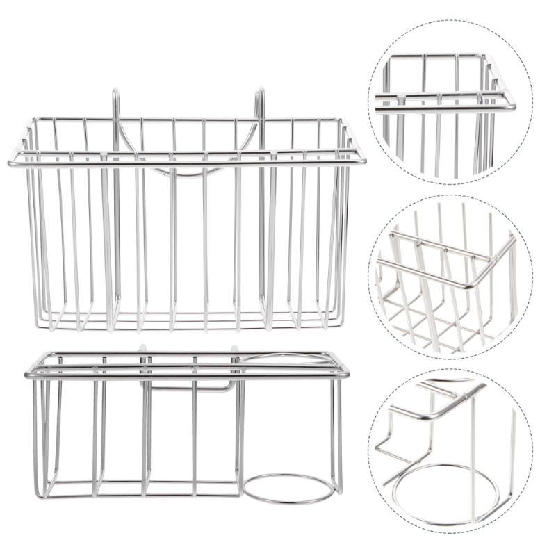 

2pcs Kitchen Bathroom Stainless Steel Storage Racks Sponge Holder Drain Racks