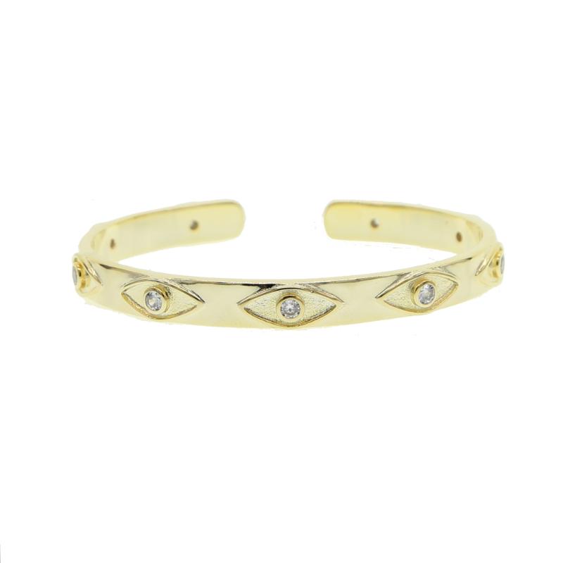 

Classic Evil Eye blue red stone bangle Bracelet for Women Shiny Princess Cut Cubic Zircon CZ Adjustable Bangles Copper Jewelry