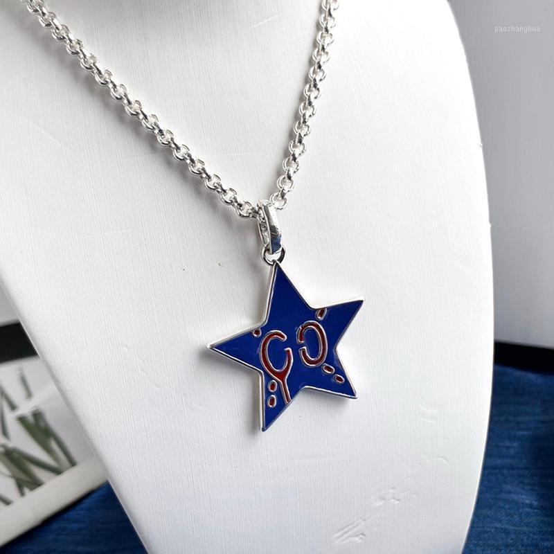 

Chains Light Luxury Jewelry Brand S925 Sterling Silver Boutique Blue Star Necklace Men And Women Birthday Gift 1:1