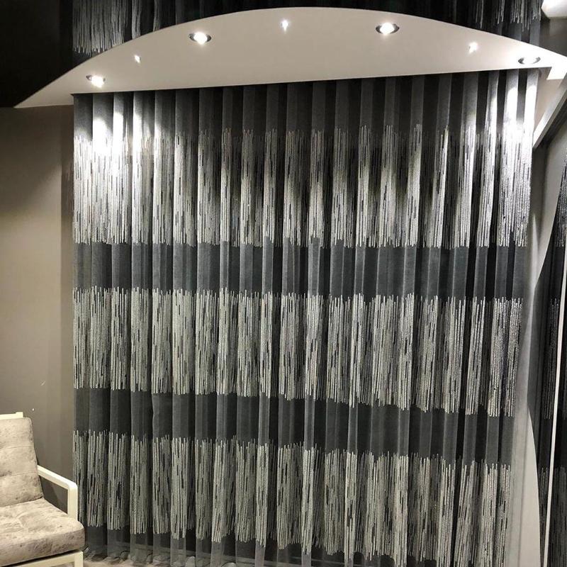 

Color Blocked Sheer Curtain Panel, 5 colors options. Length up to 111 '' ( 282 cm, As pic