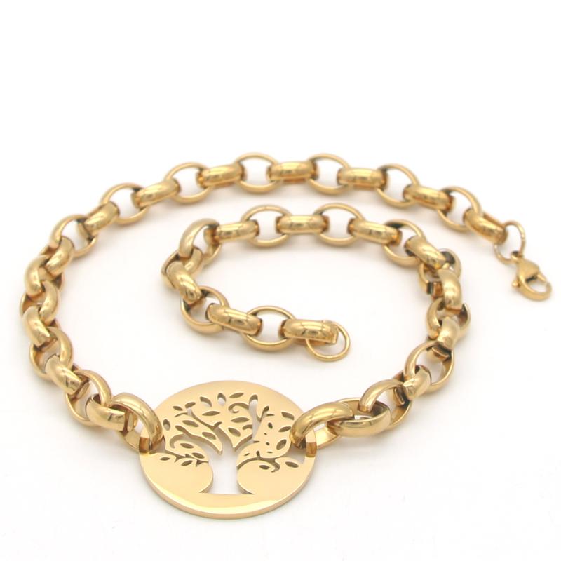 

Pendant Necklaces Fashion Necklace High Quality Stainless Steel Gold Tree Of Life Round Women Jewelry La MaxZa