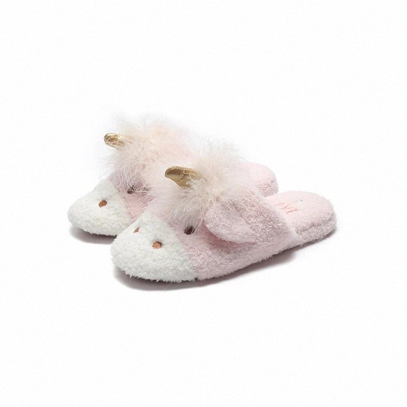 

New Cute Autumn Winter Fur Slippers Indoor Outdoor Cotton Shoes Fulffy Slippers Flip Flops Winter Warm Home Shoes Women Non-Slip #AW4C, Black