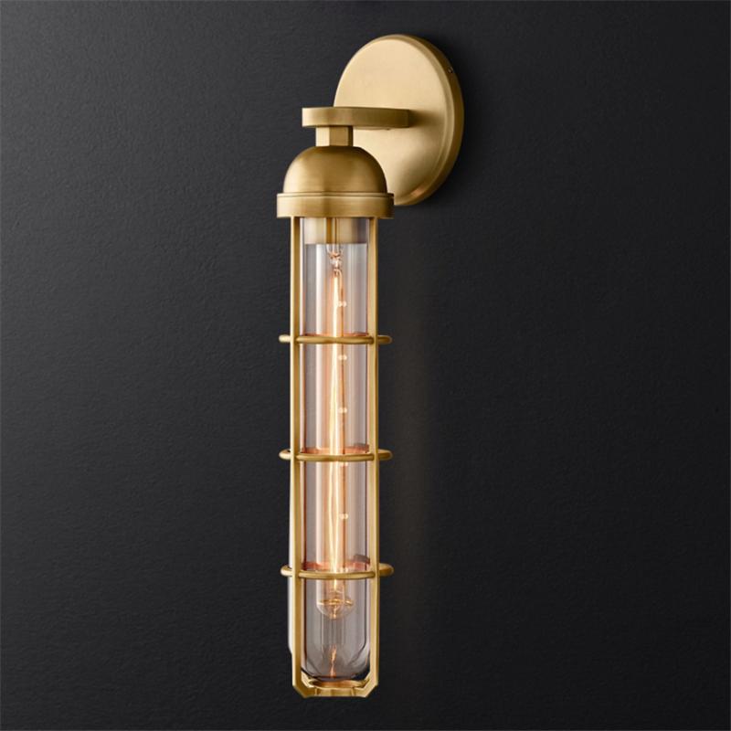 

American Luxury RH Copper Wall Lamps Bedroom Bathroom Mirror Headlight Lamp Nordic Modern Living Room Aisle Balcony Wall Lights