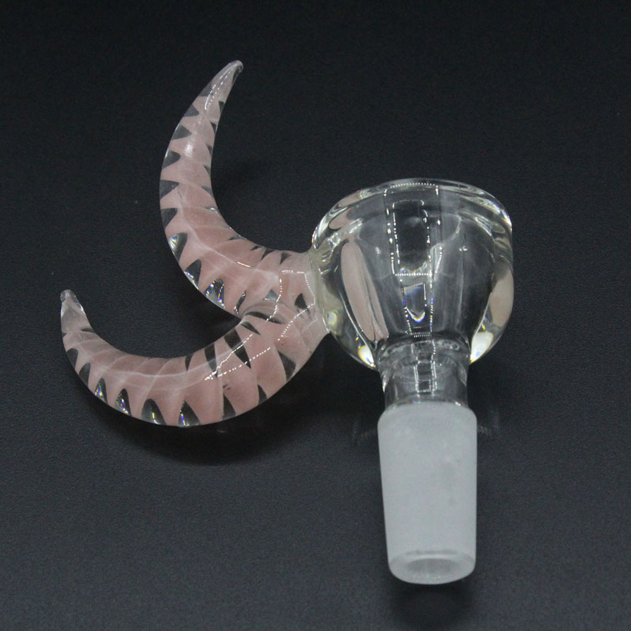 

Pipes accessory double horn bowl nice color free 14mm male joint handle smoking accessories for bongs water pipes