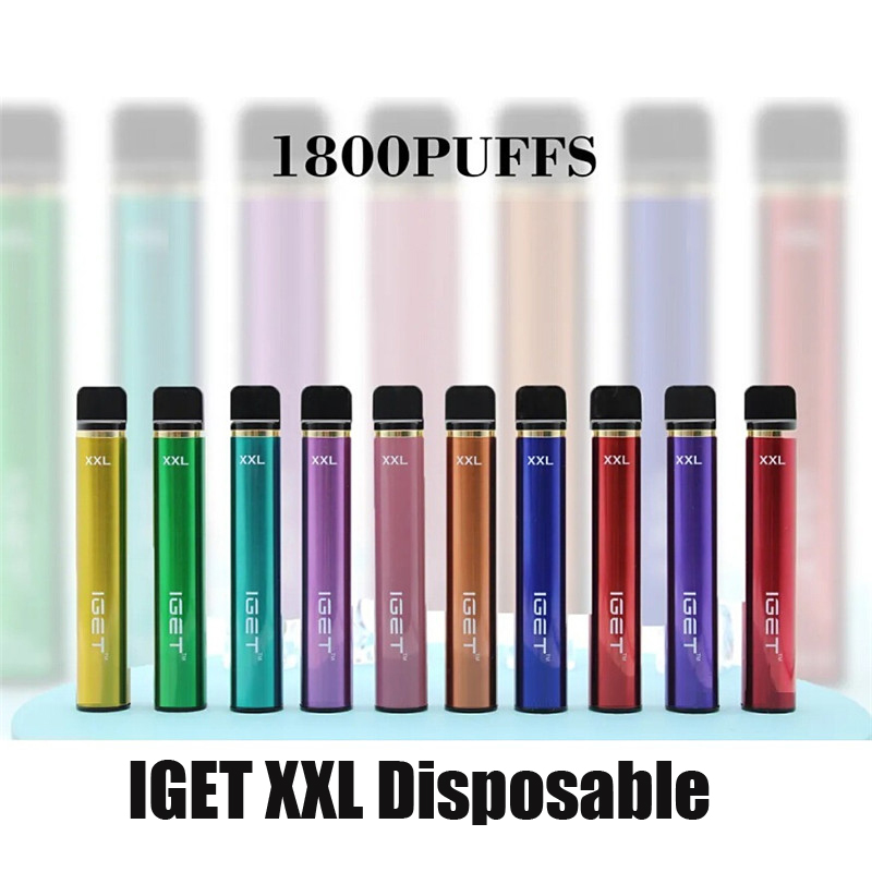 

100% Original IGET XXL Disposable Pod Device 1800 Puff 950mAh 7ml Prefilled Portable Empty Vape Stick Pen Bar Plus Max Air Kit Genuine