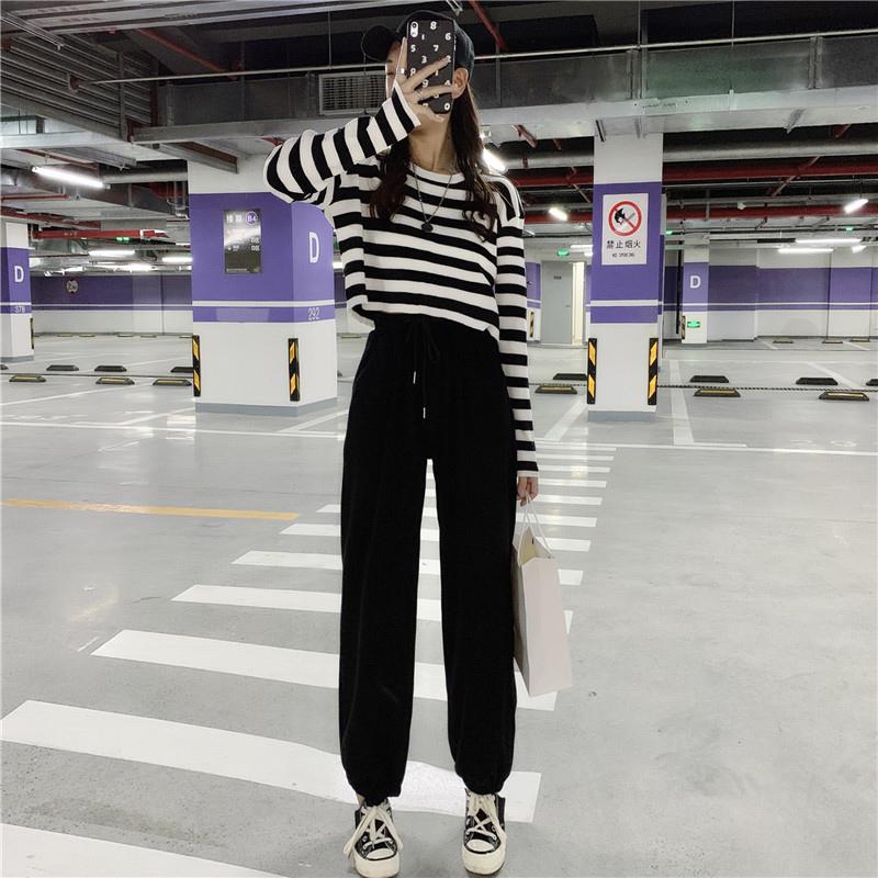 

Plus Size 2XL 2020 Winter Fashion Thicken Plush Women Casual Sweatpants Lady Solid Wide Leg Straight Slacks Female Slim Trousers, Black
