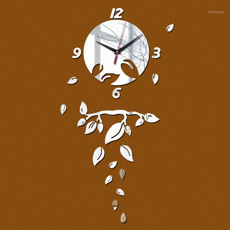 

New design diy mirror acrylic wall watches quartz wall clock fashion geometric home decoration sticker clocks1