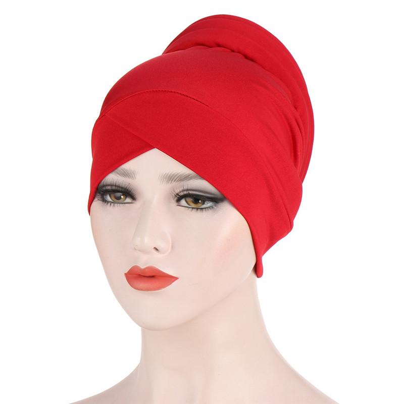 

Women Long Tail Scarf Hat Solid Color Turban Chemo Cap Hair Loss Islamic Headwrap Dubai Arab Bonnet Fashion, Ginger