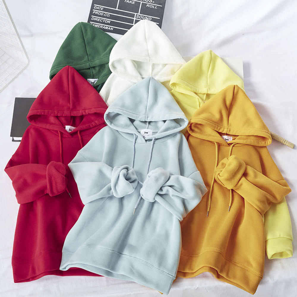 

Autumn Winter Velvet Hooded Sweatshirt Women Casual Solid Long Sleeve Loose Pullover Tops Female Harajuku Hoodies Tracksuit