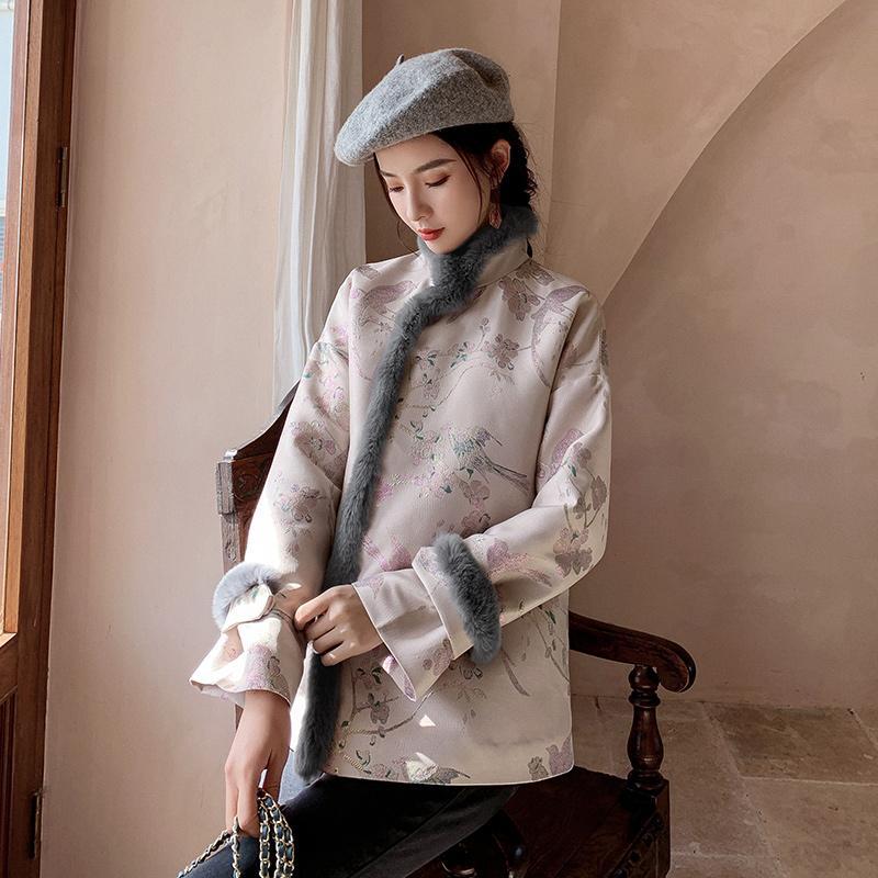 

Tang winter dress women's improved Chinese Qipao top Chinese coat thickened cotton padded jacket style women's clothing