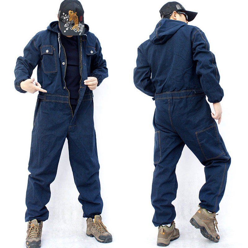

Made Working Monkey Male Multi-pocket Long Sleeve with Loose Hood Large Denim Dark Blue Workwear More Size M-4xl 5n67