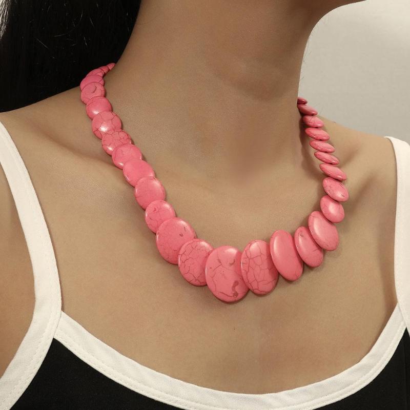 

New Fashion Hot sale Bohemia style turquoises stone round beads long chain necklace women statement diy jewelry