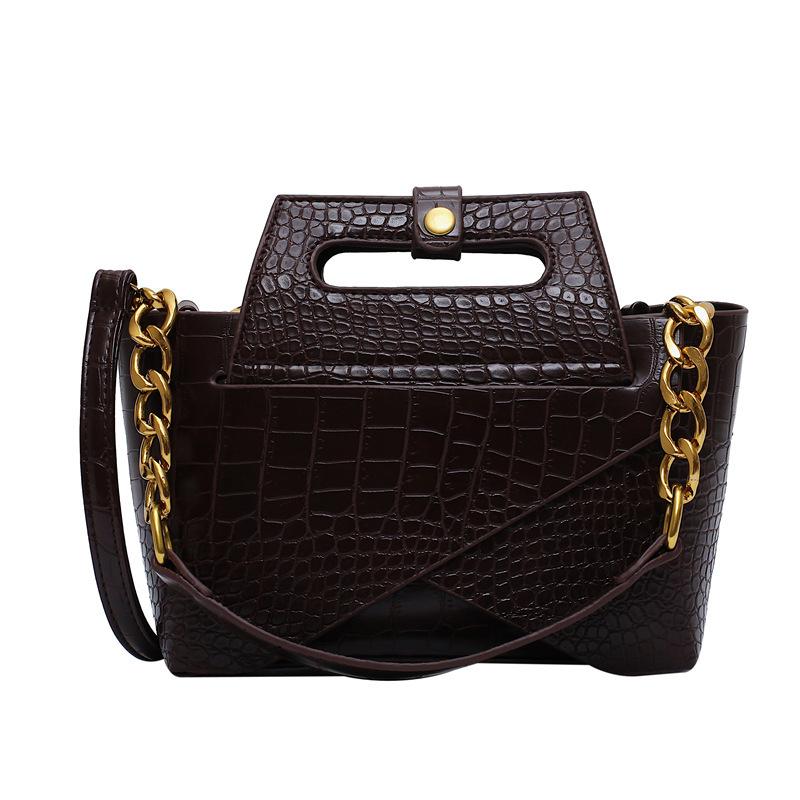 

New Crocodile Pattern Large Capacity Portable Shoulder Messenger Bag, Black