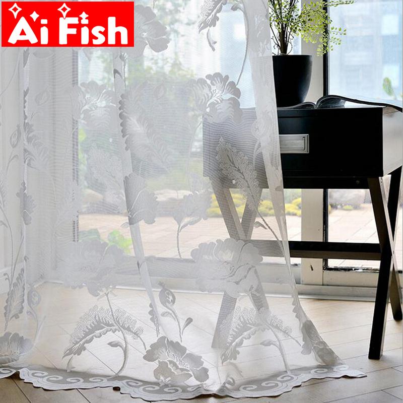 

Europe White Simple Mesh Jacquard Window Screens Sheer Fabrics Curtains For Living Room Home Textiles Windows Panels WP101#30, Transparent tulle