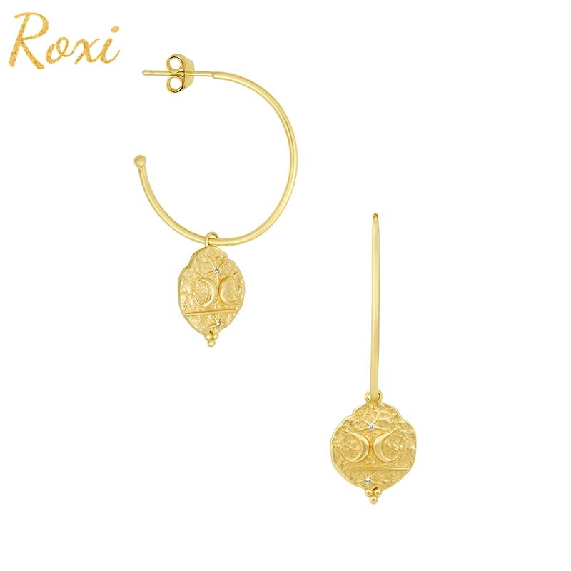 

ROXI 925 Sterling Silver Leaf Geometry Stud Earrings for Women Girls Gold/Silver Jewelry Unusual Earrings Piercing Pendientes