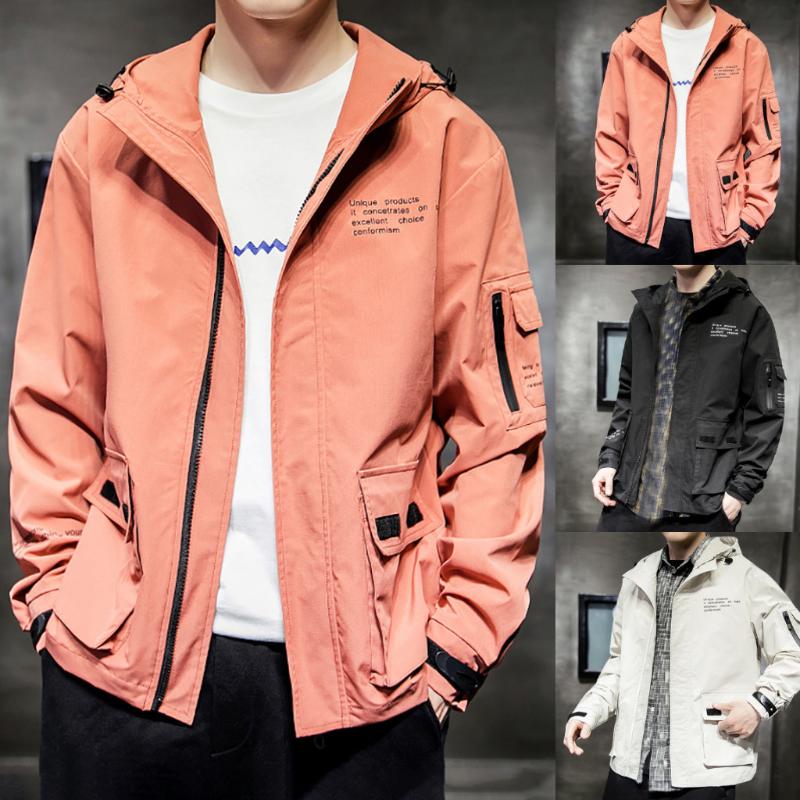 

Mens Bomber Jackets Fashion Hoodie Zipper Tooling Outwear Men's Hip Hop Spring Autumn Streetwear Windbreaker Coat Plus Size 3XL, Wh