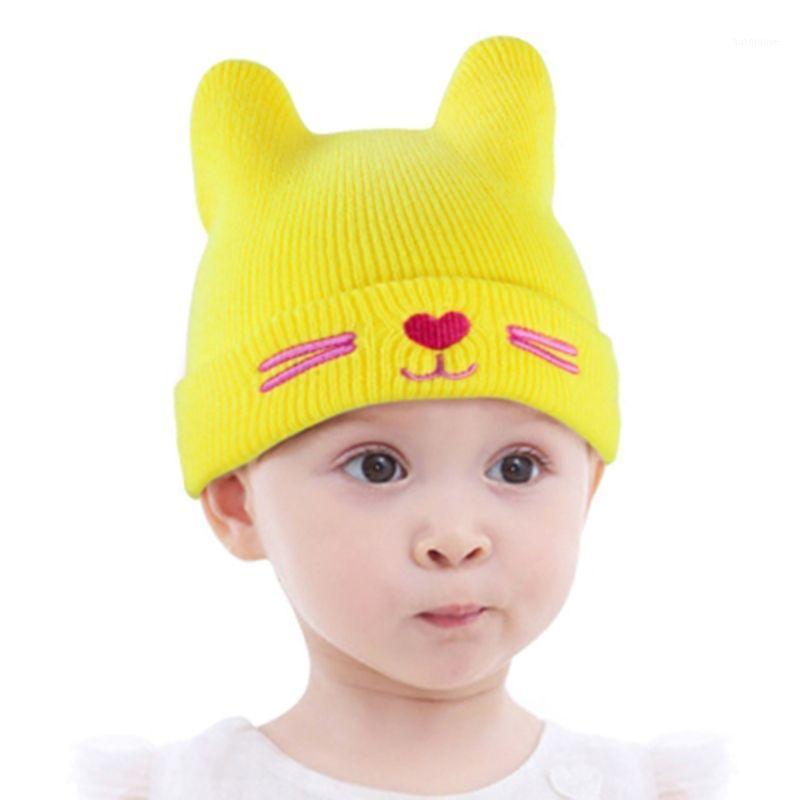 

Toddler Baby Cute Cat Ears Knitted Hat Meow Cat Embroidered Beanie Cap Warmer1, Pk