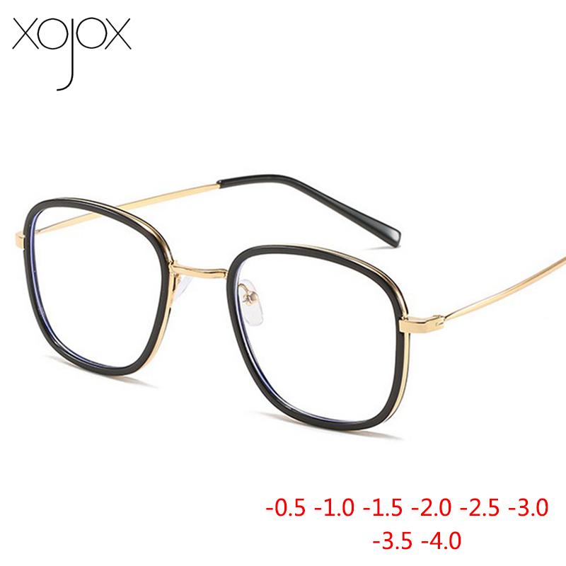 

XojoX Blue-Ray Nearsighted Glasses Fashionable Vintage Women's Computer Spectacles Metal Men's Finished Myopia Eyewear -1.0 -4.0