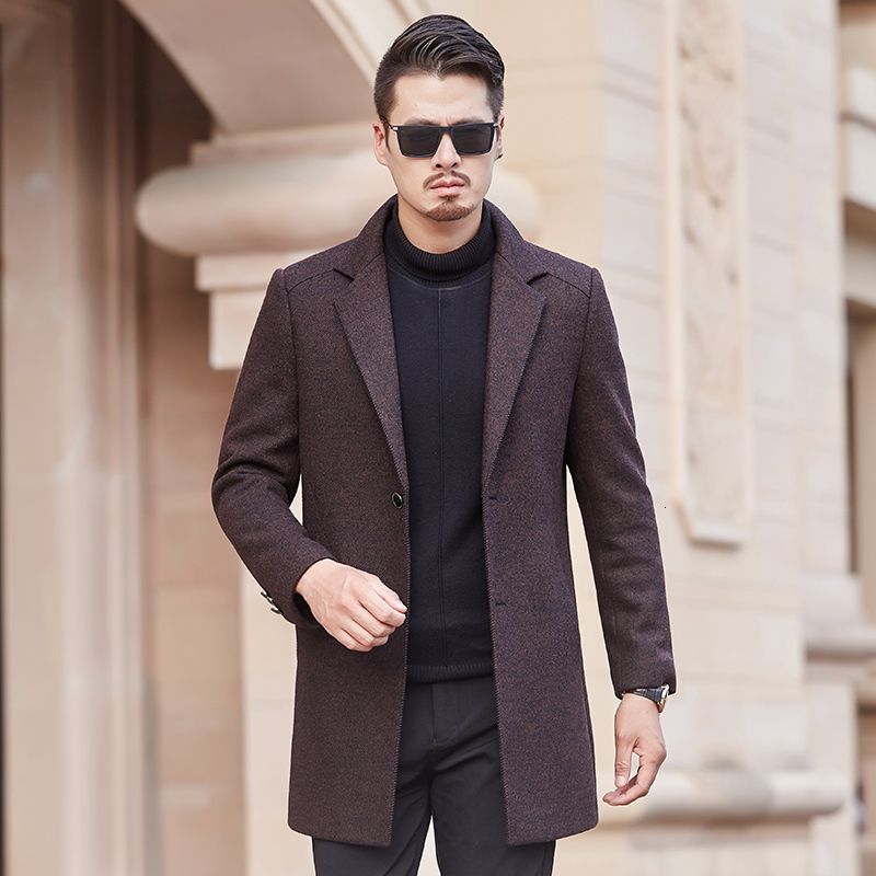 

2021 Mens Coat Men Fashion Coats Slim Fit Thicken From Wool Businessmen More Size M-4xl FZ86, Army green.