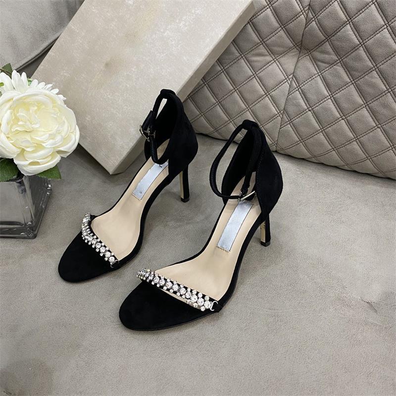 

Luxury designer high-heeled sandals for women lady shoes catwalk buckle rubber outsole Heels 8cm/10cm Size 35-40