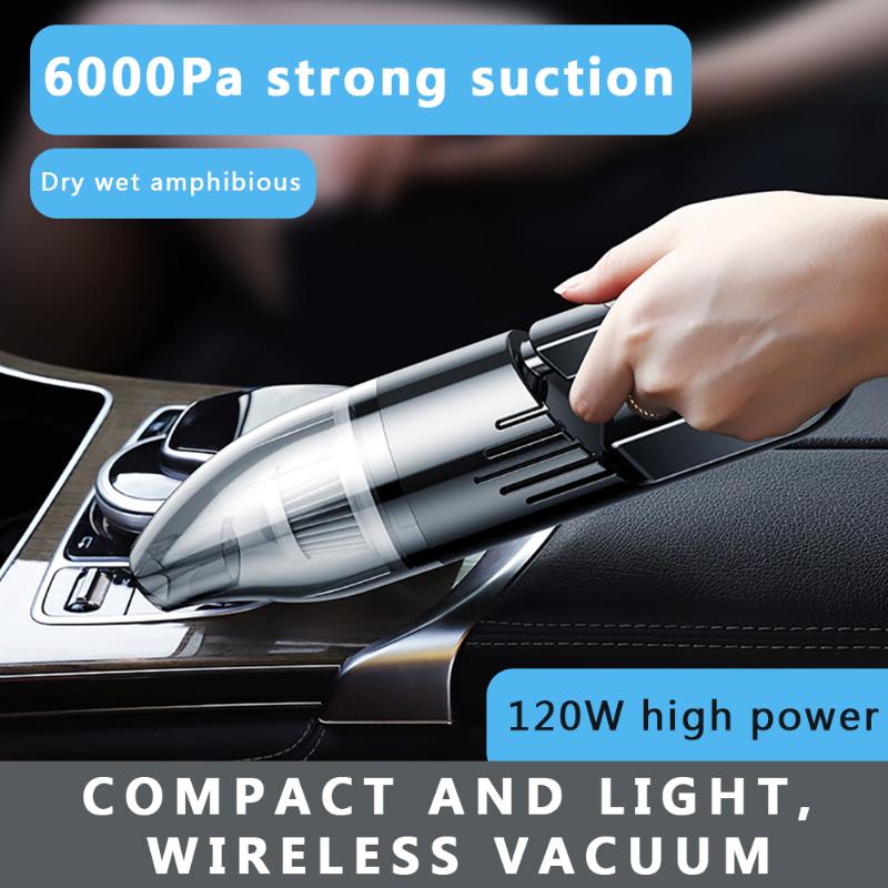 

Portable Wireless Car-Vacuum-Cleaner with 6000Pa Suction Dry/Wet Dual Use for Home and Auto