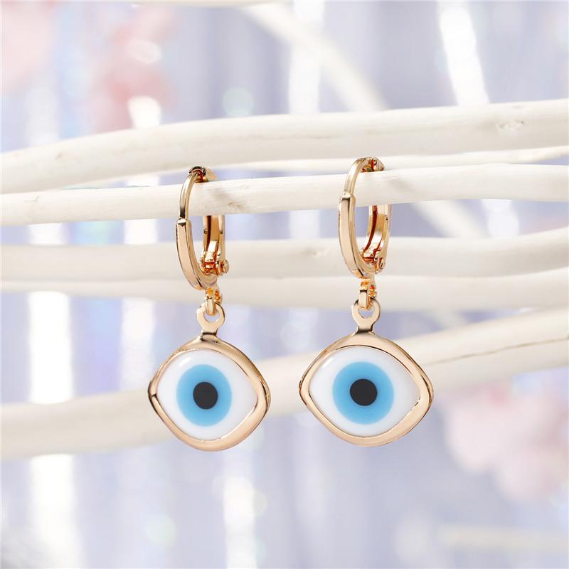 

1Pair Vintage Bohemian Rhinestones Evil Eye Small Earrings For Women Simple Hollow Waterdrop Hoop Earrings Ear Stud Jewelry