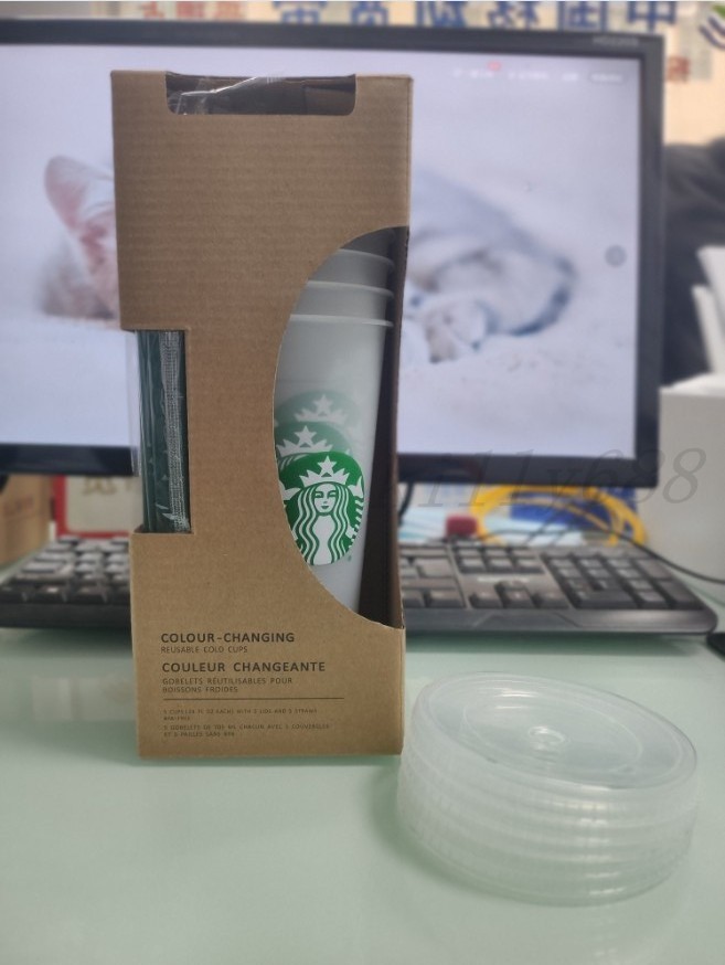 

24oz Tumblers Plastic Drinking Juice Cup With Lip And Straw Magic Coffee Mug Costom Starbucks Plastic Transparent Cup 5pcs Free Shippin Cnpw