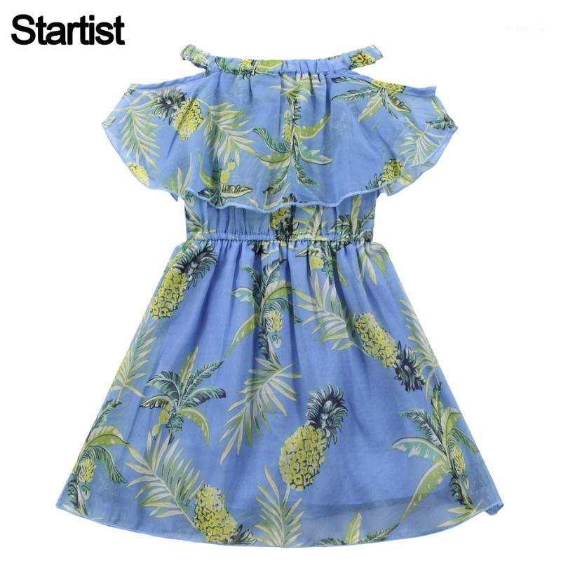 

Summer Dress For Girls Chiffon Off Shoulder Dress Kids Floral Pattern Girls Teenage Clothes 6 8 10 12 14 Year1, Blue