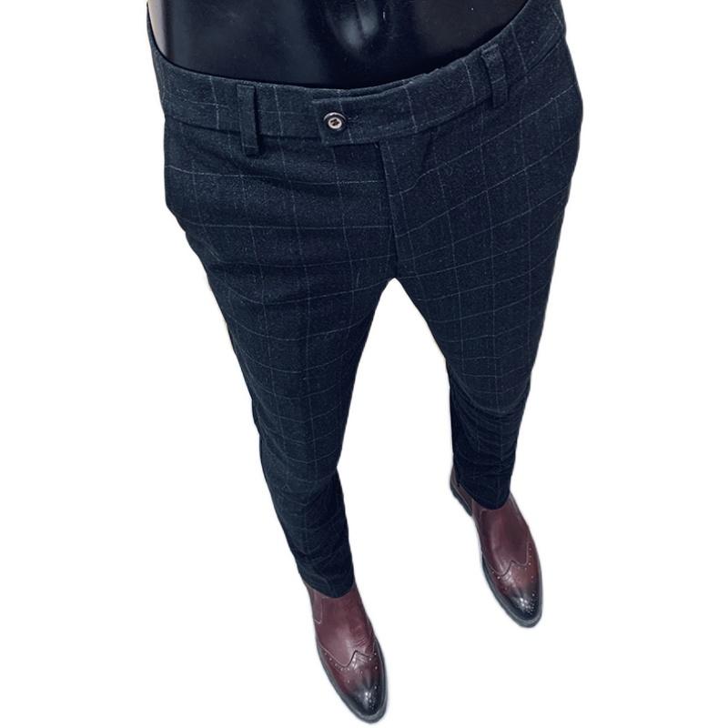 

Fall 2021 new woolen trousers men's Korean version of self-cultivation men's business casual feet young brushed trousers, Black