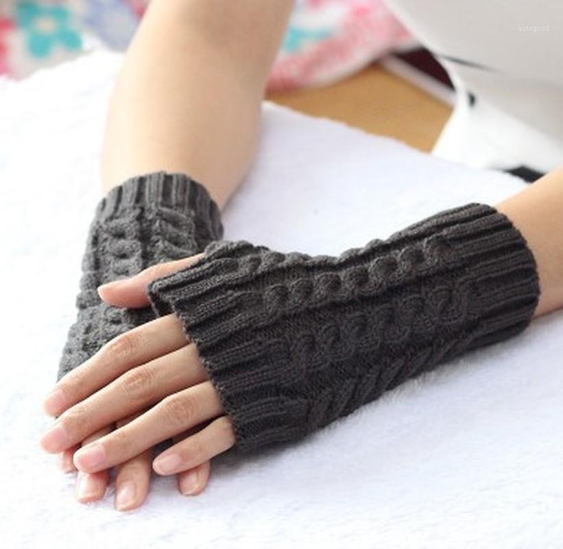 

Five Fingers Gloves 2021 Winter Women Stylish Hand Warmer Arm Crochet Knitting Faux Wool Mitten Warm Fingerless Glove Femme1