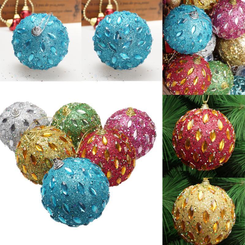

8CM Christmas Ball Ornaments Christmas Rhinestone Glitter Baubles Balls Hanging Tree Xmas Tree Ornament Decoration for home1
