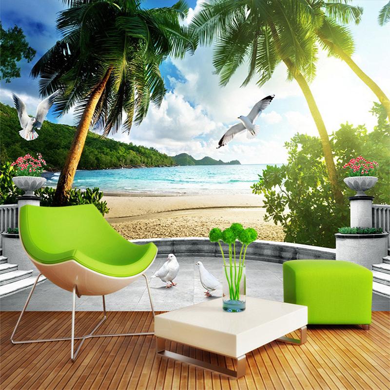 

Custom Murals Wallpapers Sea Continental Landscape Background Wall 3D Photo Wall Papers Roll Home Decor Papel Parede Sala Rolo, As pic