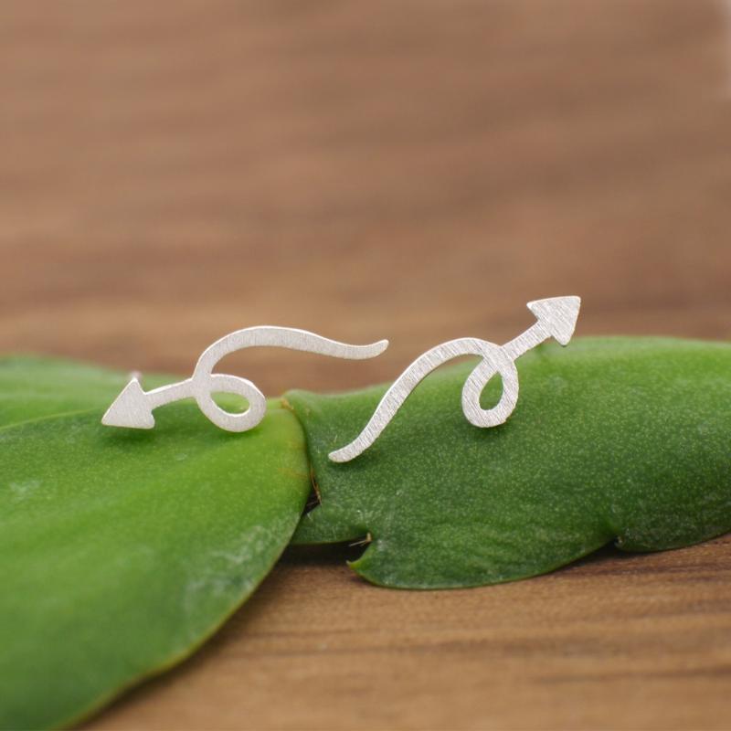 

925 Sterling Silver Matte Snake Arrow Post Stud Earrings Jewelry Gift A1282