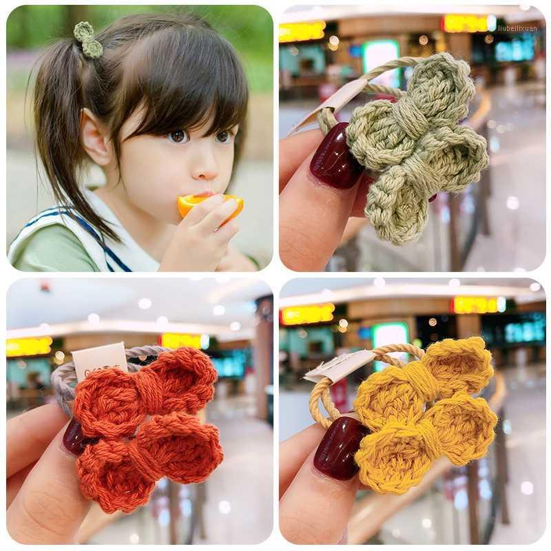 

2 Pcs/Pack Winter Handmade Girls Safe Nylon 3CM Rubber Bands Children Elastic Hair Bands Ponytail Holder Kids Hair Accessories1, Orange