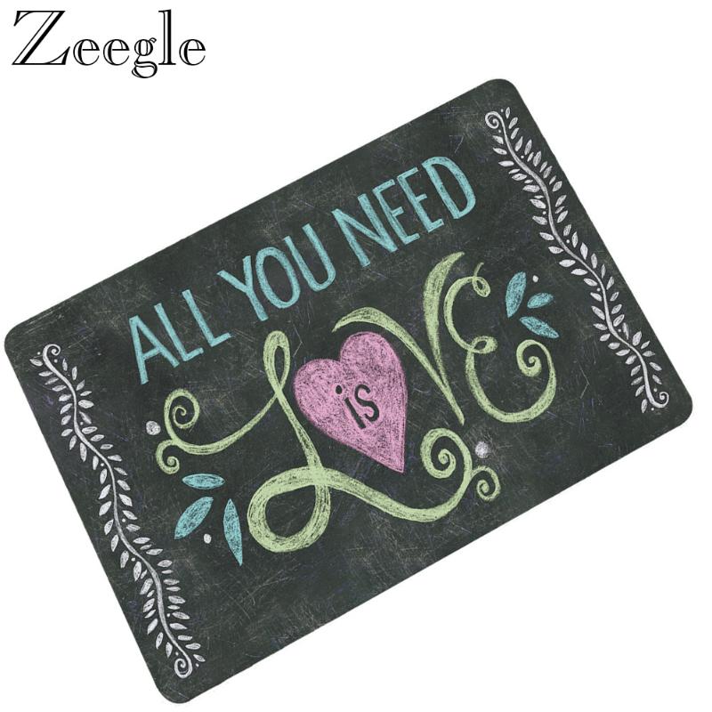

Zeegle Door Mat Entrance Area Rug Kitchen Carpet Kid Bedroom Floor Mat Home Decor Bath Blackboard Word Pattern Rug, Happy