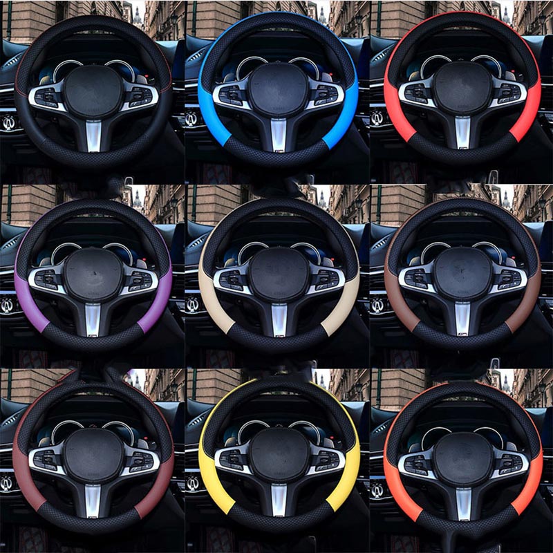 

Car Steering Wheel Cover Handle Covers Cars Interior Decoration Leather Protective Supplies All Seasons DHL Free Freight