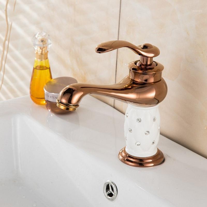 

Upgraded Brass Basin Faucets Tap with Diamond Bathroom Faucet Gold Mixer Tap Single Handle Hot And Cold Washbasin1