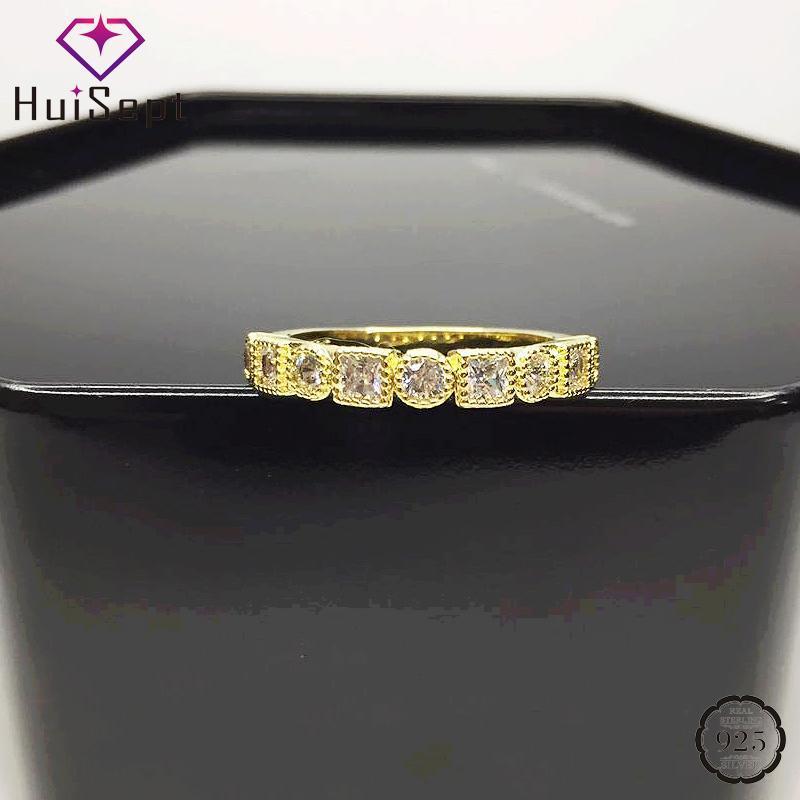 

Cluster Rings HuiSept Trendy 925 Silver Jewelry Accessories Zircon Gemstones Gold Color Ring For Women Wedding Engagement Banquet Party, Golden;silver