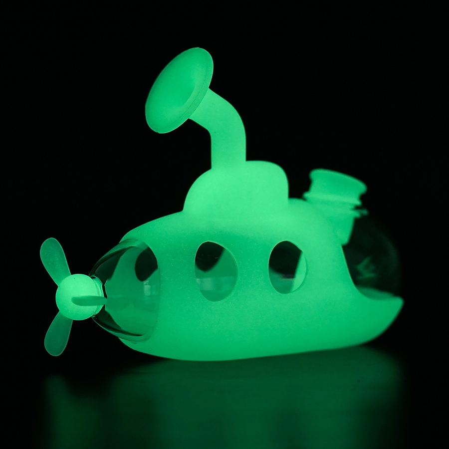 

4.9" night glow glass water pipes small dab rig submarine smoking pipe vape portable silicone hookah tabacco bongs