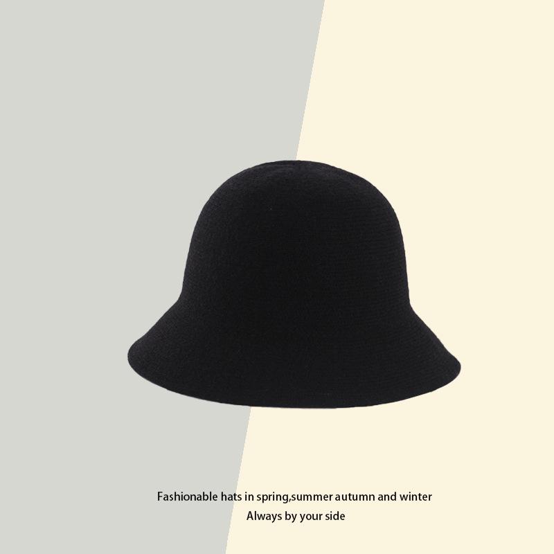 

Knit Fisherman's Hat Autumn And Winter Leisure Travel Wool Blended Female Hat Simple Joker Folding Basin