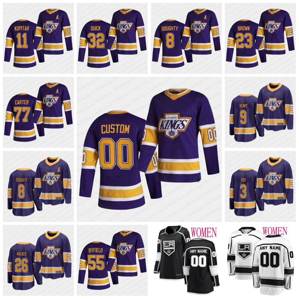 

2021 LA Los Angeles Kings Reverse Retro Jerseys Anze Kopitar Dustin Brown Iafallo Doughty Campbell Kovalchuk Carter Jonathan Quick Toffoli, Black;red