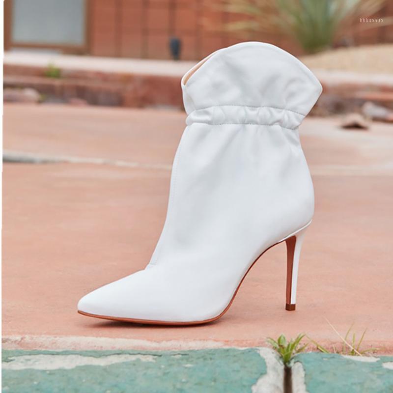 

Fashion Women's Shoes Winter new Sexy Short boot Elegant boots Concise Mature Stilettos heels Big size 44 451, White